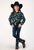 Roper Girls Jewel Print Black 100% Rayon L/S Shirt