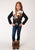 Roper Girls Multi-Color Rayon/Nylon Retro Border L/S Blouse