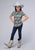 Roper Kids Girls 2002 Distressed Tropical Grey 100% Cotton S/L Shirt