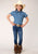 Roper Kids Girls Western Denim Medium Blue 100% Cotton S/S Shirt