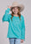 Roper Kids Girls Running Horses Fringe Turquoise 100% Cotton Sweatshirt