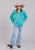 Roper Kids Girls Running Horses Fringe Turquoise 100% Cotton Sweatshirt