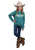 Roper Kids Girls 2633 Giddy Up Teal 100% Cotton Sweatshirt