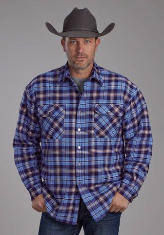 Roper Mens 2205 Sherpa Lined Blue 100% Cotton L/S Shirt