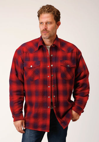 Roper Mens Snap Lined Red 100% Cotton L/S Shirt