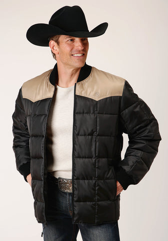 Roper Mens Western Quilted Black 100% Polyester Insulated Jacket
