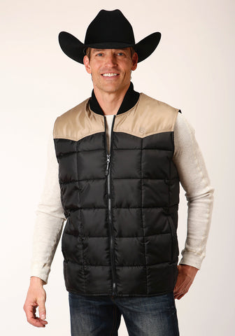 Roper Mens Western Quilted Black 100% Polyester Softshell Vest