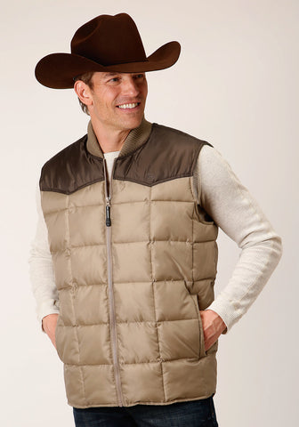 Roper Mens Western Quilted Brown 100% Polyester Softshell Vest