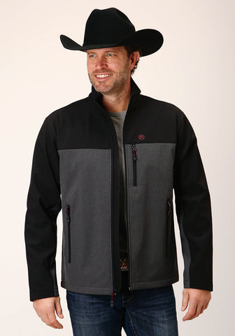 Roper Mens Hi-Tech Black/Grey Poly/Spandex Softshell Jacket