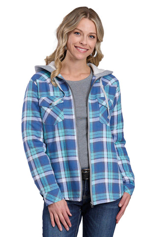 Roper Womens Thermal Lined Flannel Shirt Blue 100% Cotton Cotton Jacket