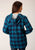 Roper Womens Thermal Lined Flannel Blue 100% Cotton Cotton Jacket