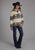 Roper Womens Aztec Stripe Black/Cream 100% Polyester Fleece Jacket
