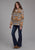 Roper Womens Fuzzy Aztec Brown/Blue 100% Polyester Fleece Jacket