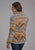 Roper Womens Fuzzy Aztec Brown/Blue 100% Polyester Fleece Jacket