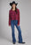 Roper Womens Paisley Square Fringe Wine 100% Cotton Sweatshirt