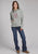 Roper Womens Longhorn Fleece Grey Cotton Blend Hoodie
