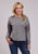 Roper Womens Sleeve Seam Fringe Grey 100% Cotton Sweatshirt