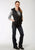 Roper Womens Black Nylon Down Coated Hooded Vest