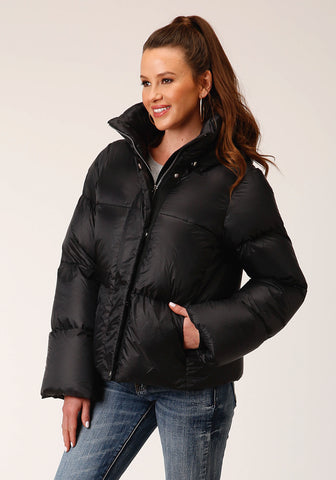Roper Womens Hooded Puffer Black 100% Nylon Softshell Jacket