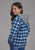 Roper Kids Girls Thermal Lined Shirt Blue/White 100% Cotton Jacket