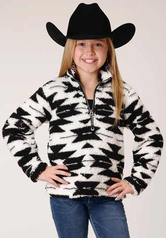 Roper Kids Girls Aztec Black 100% Polyester Fleece Jacket