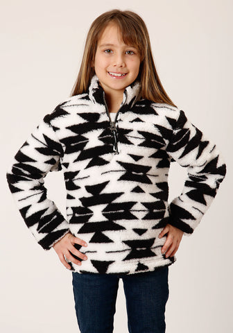 Roper Girls Aztec Polar Black 100% Polyester Fleece Jacket