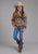 Roper Kids Girls Fuzzy Aztec Brown/Blue 100% Polyester Fleece Jacket