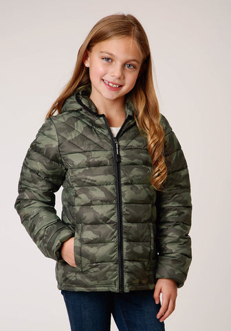 Roper Girls Camo Nylon Parachute Insulated Hood Jacket S