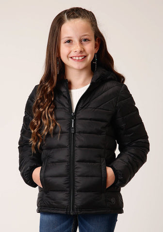 Roper Girls Crushable Polyfill Black 100% Nylon Softshell Jacket