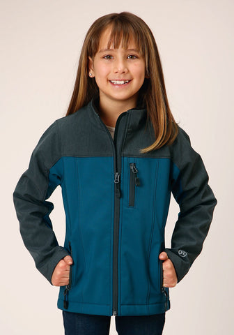 Roper Girls Technical Green/Grey Polyester Softshell Jacket