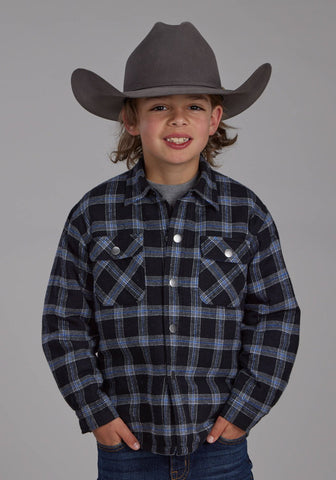 Roper Kids Boys Sherpa Lined Shirt Black 100% Cotton Jacket