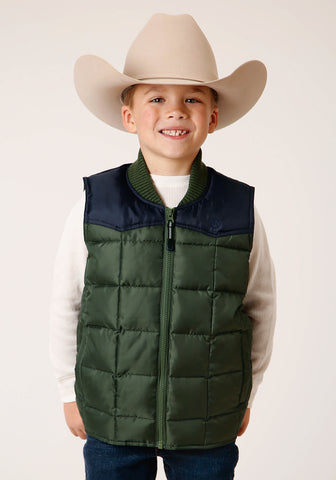 Roper Boys Quilted Polyfill Green 100% Polyester Softshell Vest