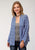 Roper Womens Blue Rayon/Nylon Tile Print Cardigan