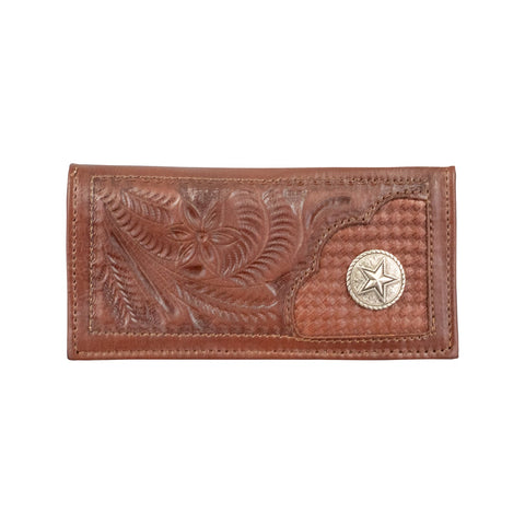 American West Mens Handcrafted Dark Brown Leather Bifold Wallet