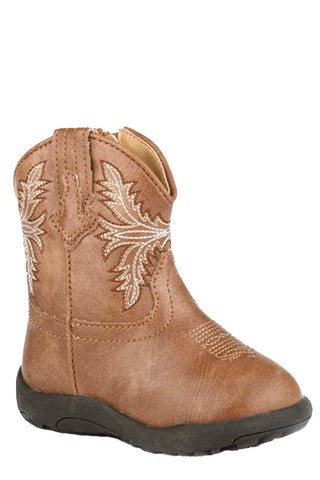 Roper Infant Boys Cowbabies Luke Tan Faux Leather Cowboy Boots