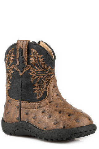 Roper Infant Unisex Cowbabies Cowboy Cool Brown/Black Faux Leather Cowboy Boots