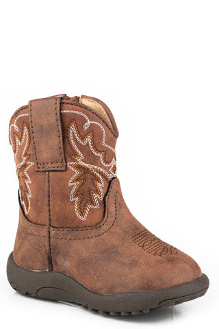 Roper Infant Boys Cowbabies Heritage Brown Faux Leather Cowboy Boots