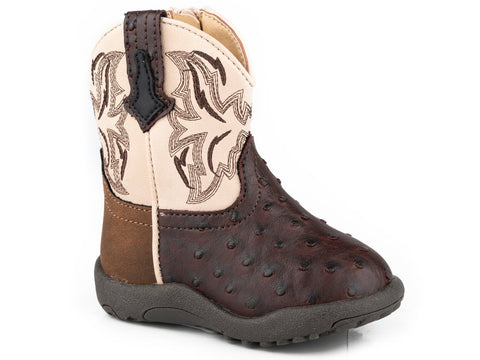 Roper Infant Boys Cowbaby Dalton Brown Faux Leather Cowboy Boots