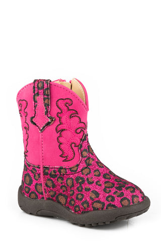 Roper Girls Glitter Cat Pink Faux Leather Cowboy Boots