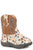 Roper Infant Unisex Cowbabies Glitter Blossom Brown Faux Leather Cowboy Boots