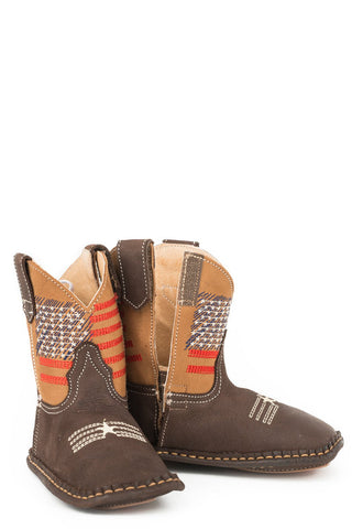 Roper Infant Unisex Cowbabies Lil American Brown Leather Cowboy Boots