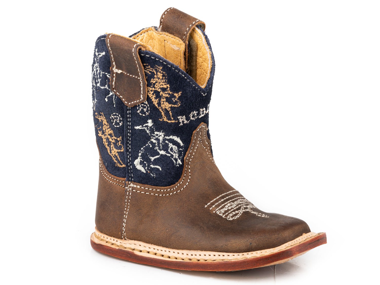 Roper Western Boots Boys Rough Stock Embroider Tan 09 016 7912 8574 TA 3 Infant