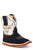 Roper Infant Unisex Cowbabies Steer Head Cream/Blue Suede 3.5in Cowboy Boots