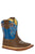 Roper Infant Unisex Cowbabies Kash Brown/Blue Leather 3.5in Cowboy Boots