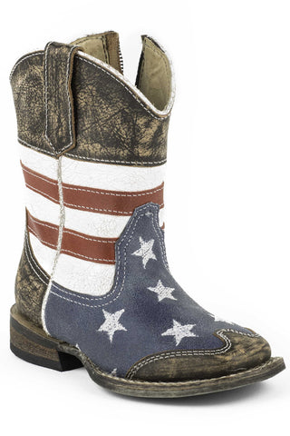 Roper Toddler Unisex American Blue Leather Cowboy Boots