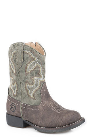 Roper Toddler Unisex Cody Brown/Green Faux Leather Cowboy Boots