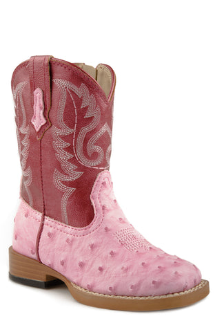 Roper Infant Girls Bumps Pink Faux Leather Cowboy Boots