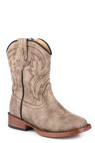 Roper Toddler Unisex Eastwood Vintage Brown Faux Leather Cowboy Boots