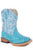 Roper Infant Girls Glitter Flower Turquoise Faux Leather Cowboy Boots