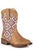 Roper Toddler Girls Glitter Geo Tan/Pink Faux Leather Cowboy Boots